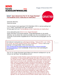 Brugge, 08 december 2014 Betreft: Open referaat door Prof. Dr. Em