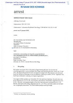 Hof Den Haag 27 januari 2015, IEF 14599 (Novartis tegen Sun
