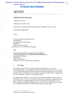 Hof Den Haag 27 januari 2015, IEF 14599 (Novartis tegen Sun