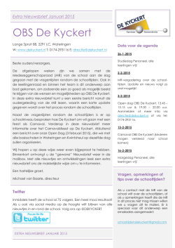 OBS De Kyckert Extra Nieuwsbrief Januari 2015
