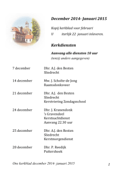 December 2014- Januari 2015 - Protestantse Gemeente Hooge