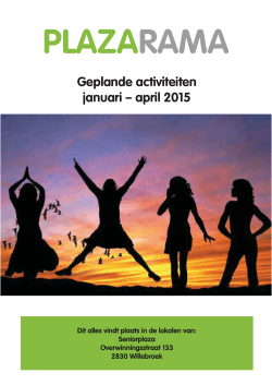 Geplande activiteiten januari – april 2015