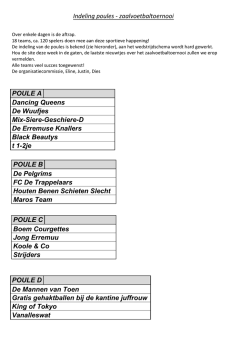 Indeling poules - zaalvoetbaltoernooi POULE B De Pelgrims FC De