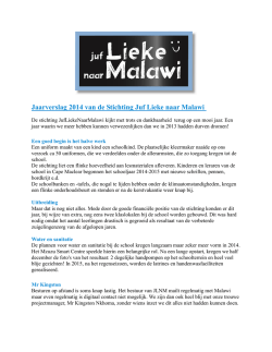 Jaarverslag 2014 van de Stichting JufLiekeNaarMalawi