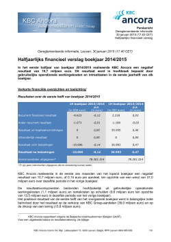 Halfjaarlijks financieel verslag boekjaar 2014/2015