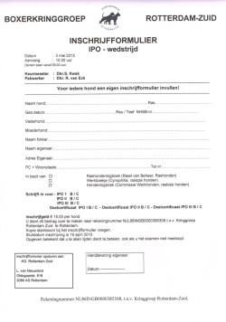 inschrijfformulier opsturen aan: KG Rotterdam Zuid L. van