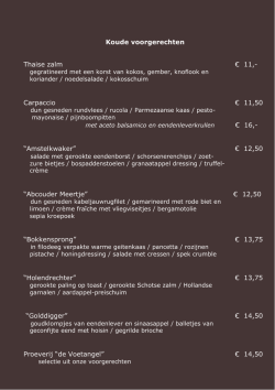 Dinerkaart - De Voetangel