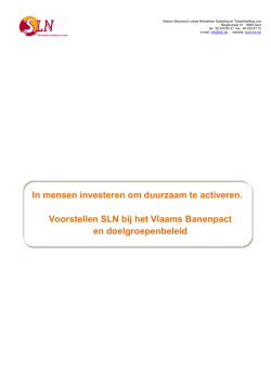 In mensen investeren om duurzaam te activeren. Voorstellen SLN
