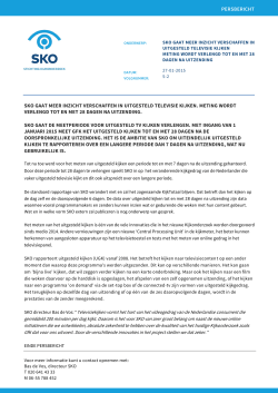 Persbericht SKO gaat uitgesteld kijken tot en met 28