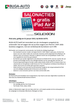 iPad actie, geldig tot 31 januari 2015, bij BUGA-AUTO. BUGA-AUTO