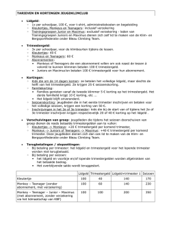 Tarieven en kortingen 2014-2015