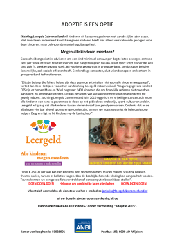 ADOPTIE IS EEN OPTIE - Stichting Leergeld 2stromenland