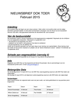 Download de nieuwsbrief van de toerafdeling