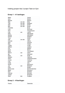 Indeling groepen klas 3 project Talen en Gym Groep 1 &ndash; 41