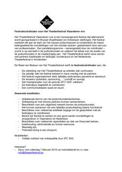 Festivalco&ouml;rdinator voor Het Theaterfestival Vlaanderen m/v Het