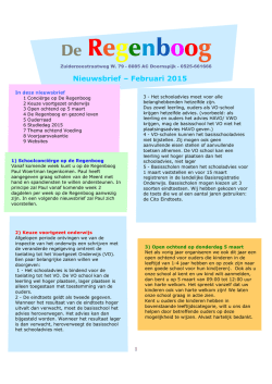 Lees de nieuwsbrief van februari 2015