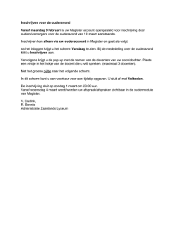 Inschrijven voor de ouderavond Vanaf maandag 9