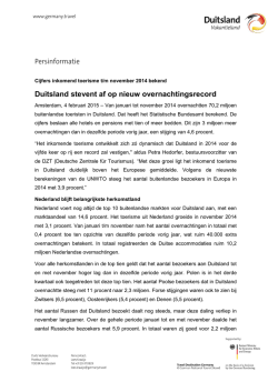 Duitsland stevent af op nieuw overnachtingsrecord