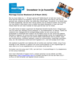Persbericht Marriage Course weekend 6