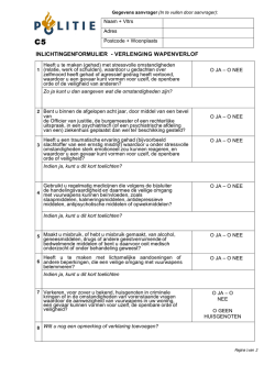 INLICHTINGENFORMULIER - VERLENGING WAPENVERLOF