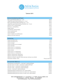 Tarieven 2015 Schoonheidsbehandelingen Ontharing Permanente