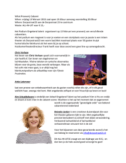 What:Proeverij Cabaret When: vrijdag 13 februari