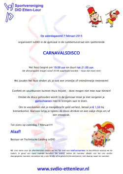 Uitnodiging Carnavalsdisco 7 feb 2015