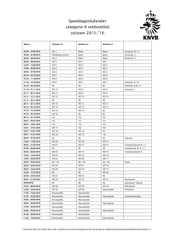 Speeldagenkalender categorie A veldvoetbal seizoen