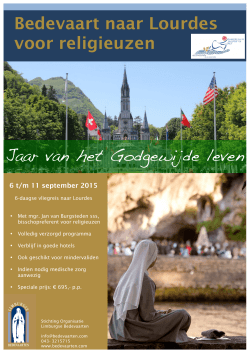 Bedevaart naar Lourdes voor religieuzen Jaar van het Godgewijde