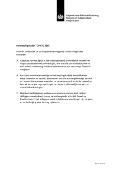 Handhavingskader TOP CTC 2015 Voor dit onderzoek zal de