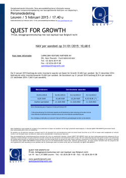 Quest for Growth - NAV per aandeel op 31.01.2015 10,68