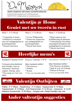 Valentijn @ Home Heerlijke menu`s Valentijn