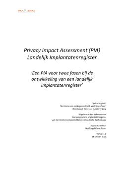 Privacy Impact Assessment (PIA) Landelijk
