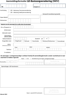 AANMELD FORMULIER SZF-Basiszorgverzekering (SBZV)