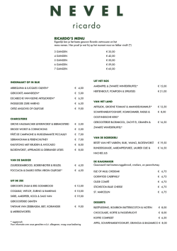 Diner Kaart - restaurant nevel amsterdam