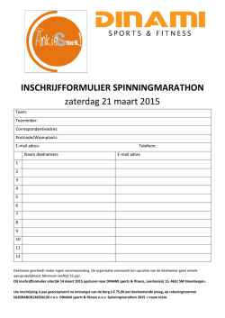 INSCHRIJFFORMULIER SPINNINGMARATHON zaterdag 21 maart
