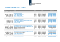 Overzicht trainingen Team IRIS 2015