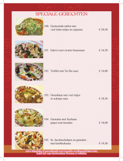 Menukaart - De Chinese Pagode