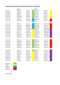 Hierbij de indeling van het boardingtoernooi op zondag 22