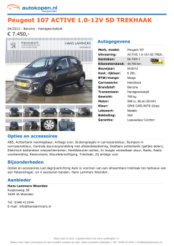 Peugeot 107 ACTIVE 1.0-12V 5D TREKHAAK