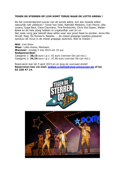 TEGEN DE STERREN OP LIVE KOMT TERUG NAAR DE