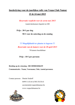 Inschrijving voor de jaarlijkse rally van Vespa Club Namur 23 & 24