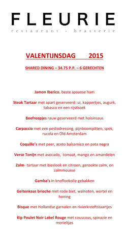 valentijnsmenu - Restaurant Brasserie Fleurie