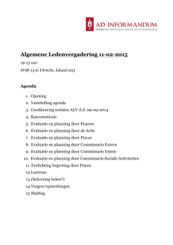 Agenda Algemene ledenvergadering 11 februari