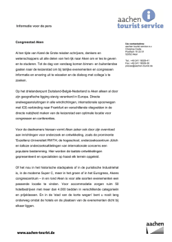 Informatie voor de pers Congresstad Aken Al ten tijde van Karel de