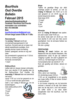 Buurthuis Oud Overdie Bulletin Februari 2015
