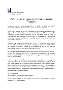 Parket van de procureur des Konings van Brussel Persbericht