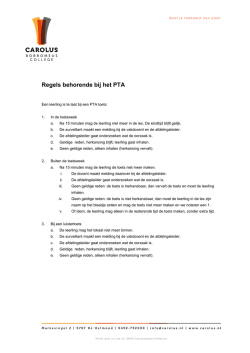 Regels behorende bij het PTA