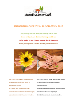 SEIZOENSLUNCHES 2015 - SAISON-ESSEN 2015