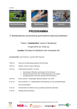 Programma bijeenkomst Sportzorgketen Gelderland
